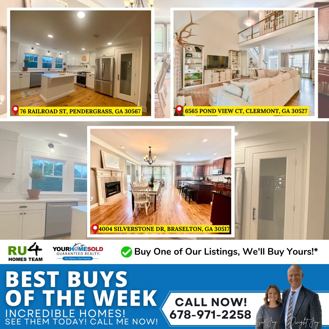 🥳 BEST BUYS OF THE WEEK! 😍 🔥 Check out these HOT LISTINGS! 📞Call me now at 678-971-2258 to schedule a private tour! 🔑 Buy One of these Homes, We'll Buy Yours!* 👉 Click here for our best buys of the week! ru4homes.com/best-buy-of-th…