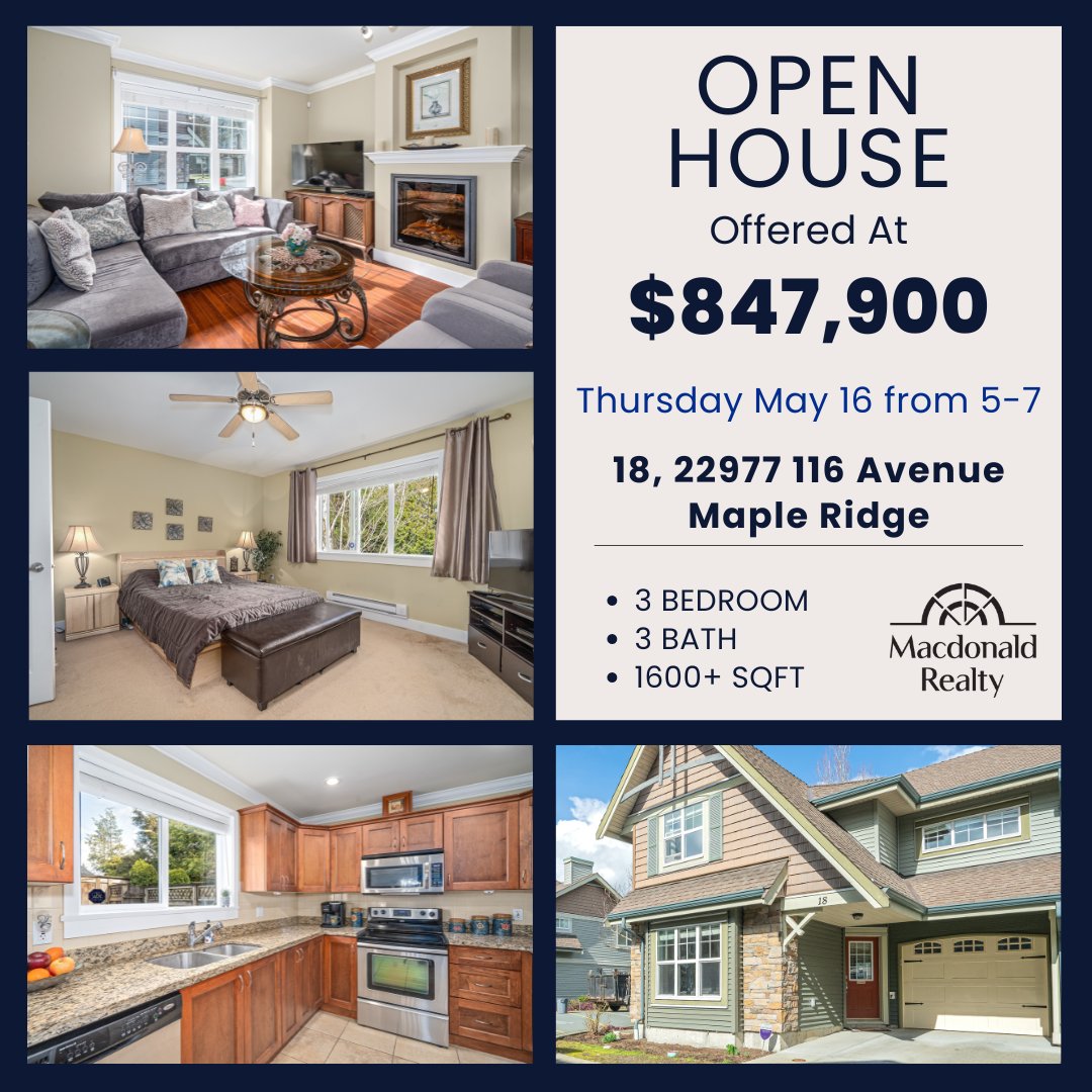 OPEN HOUSE - Thursday 5-7 
Get home in time to watch the Canucks!

18, 22977 116 Avenue, Maple Ridge

LOCATION and VALUE! 

#openhouse #forsale #realestate #homeforsale #mapleridgeopenhouse #mapleridgerealestate #mapleridgerealtor #gocanucksgo #location #yvr