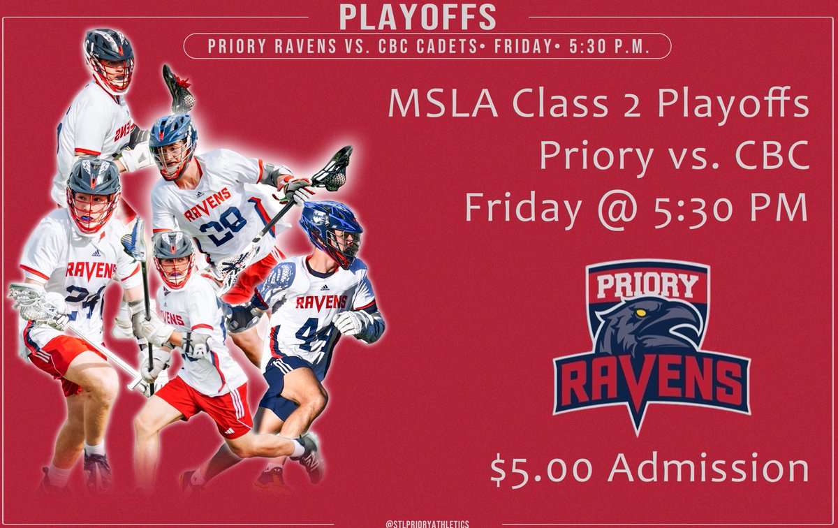 Priory Lax Playoffs this Friday night! <a href="/PrioryLacrosse/">Priory Lacrosse</a>