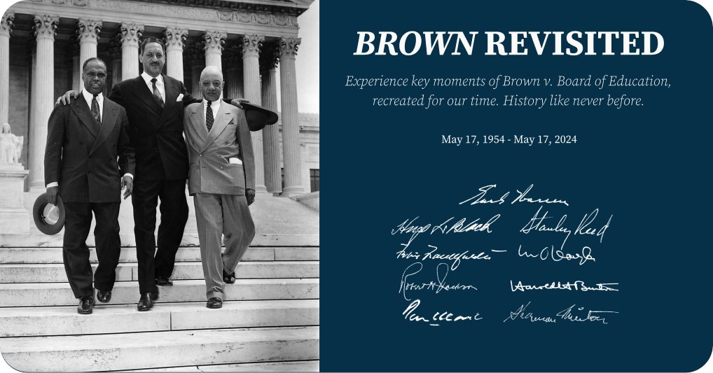 I've spent many(!) months highlighting the twists and turns behind SCOTUS's unanimous decision in it's 1954 landmark case, Brown v Board of Education. For the 70th anniversary (Friday), hear it all with historically recreated voices at oyez.brown.org
