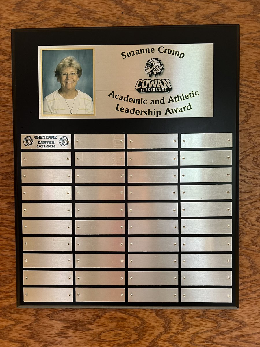 So excited to announce a new annual award to be given out each year during our Honors Day Ceremony!  The Suzanne Crump Academic and Athletic Leadership Award was introduced today and our first recipient was Cheyenne Carter!  Congratulations!!