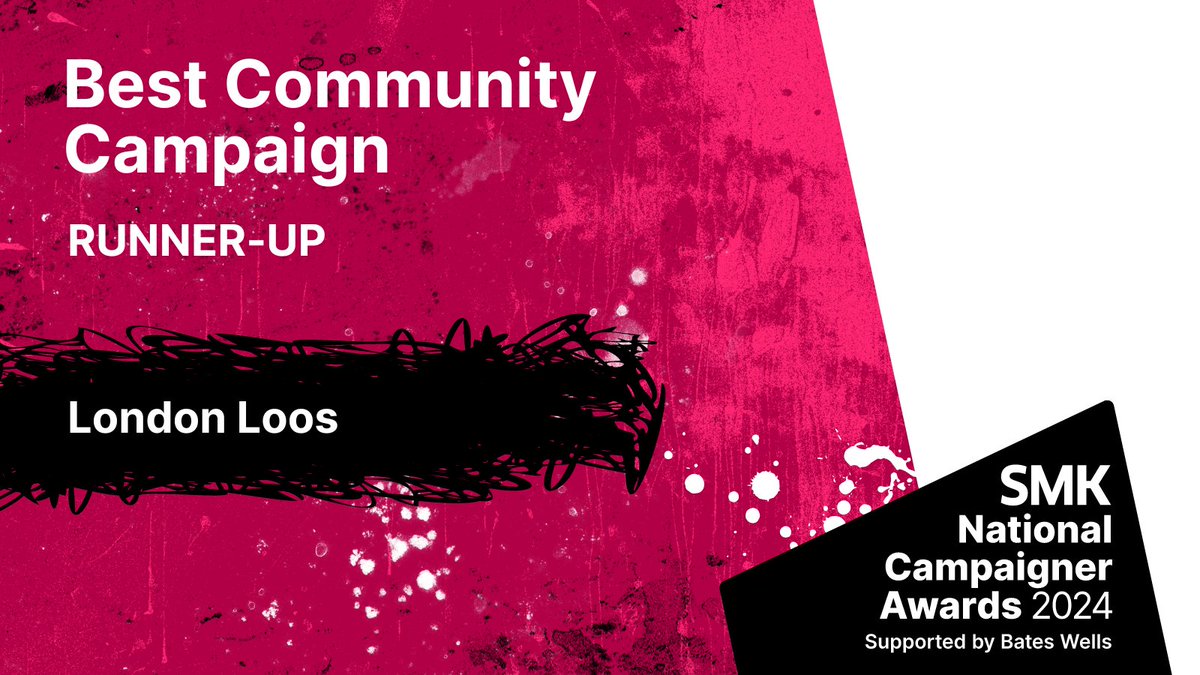 Well done #SMKAwards2024 #BestCommunityCampaign runner-up: London Loos @ageuklondon. They supported older people, many first-time campaigners, to press their local authorities to improve public toilet provision - a lack of which limits 1 in 5 people's options. #LoveCampaigning