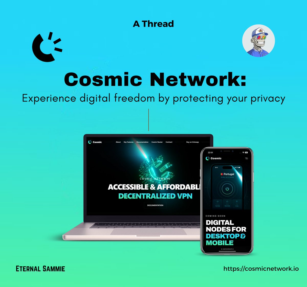 Ava, a journalist exposing corrupt politicians, needed anonymity as traditional VPNs weren't safe. With @Network_Cosmic_, a dVPN with global nodes, she had a glimmer of hope. Just a few clicks, Ava was cloaked. She exposed the truth while maintaining her digital freedom. A 🧵