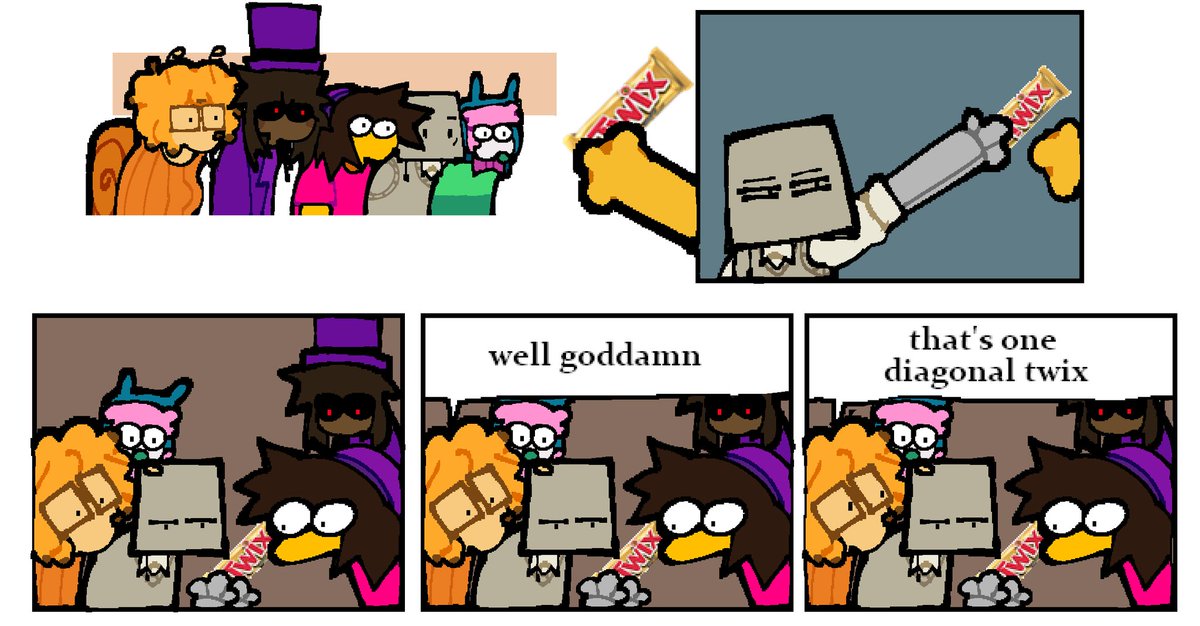 Edited diagonal twix comic i made with regretv characters LOL
Im sorry for gatekeeping this for so long 
#Regretevator