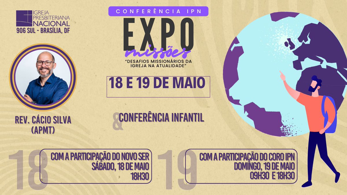 ipnacional's tweet photo. No próximo final de semana, entre os dias 18 e 19 de Maio acontecerá a Conferência IPN 2024 e logo após, a Expo Missões IPN. 

Nesta edição, convidamos o Rev. Cácio Silva (APMT) desenvolvendo o seguinte tema: "Desafios Missionários da Igreja na Atualidade".  

#ipnacional https://t.co/FiUpkadbH9