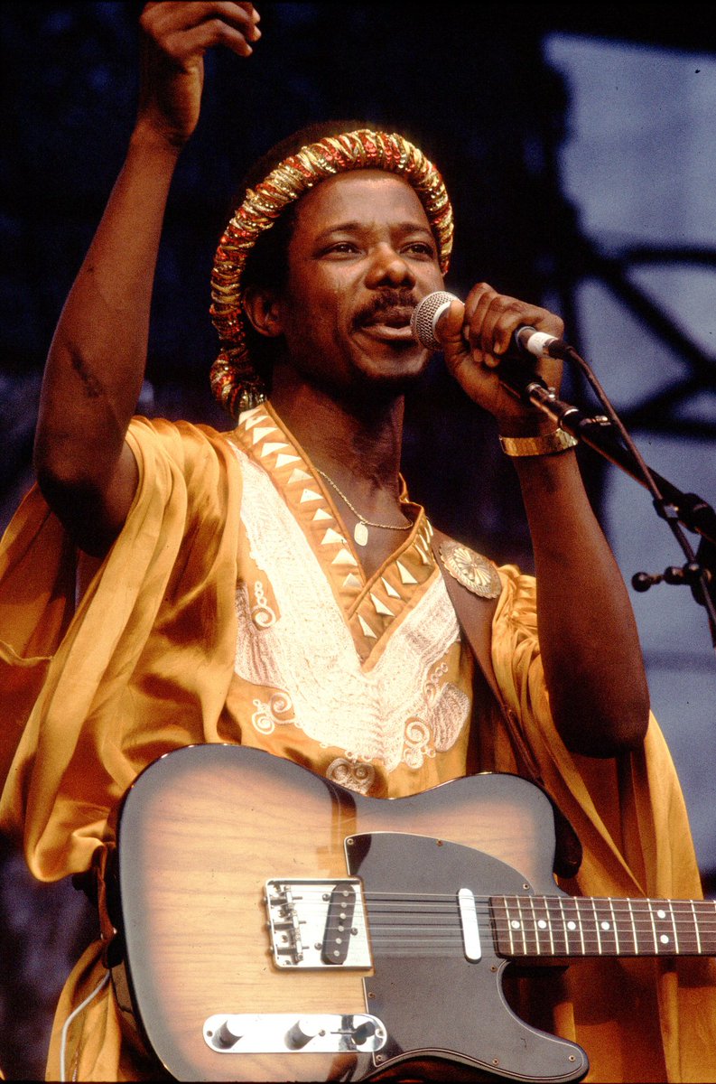 This is King Sunny Ade performing onstage in Chicago, Illinois, on August 19, 1983. Picture credit: Paul Natkin
 
The success of Afrobeat today and African music in general cannot be discussed without the influence and contribution of King Sunny Ade.