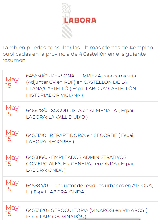 🏬15/05/2024 👩‍🦳🧑🖱 Pulsa en el enlace↘️ buff.ly/3QpPGBo 👩‍🦳🧑 consulta las nuevas #ofertasdeempleo📜 de #PuntLabora en #Castellón y mas novedades en el portal📲#APdCS 👀