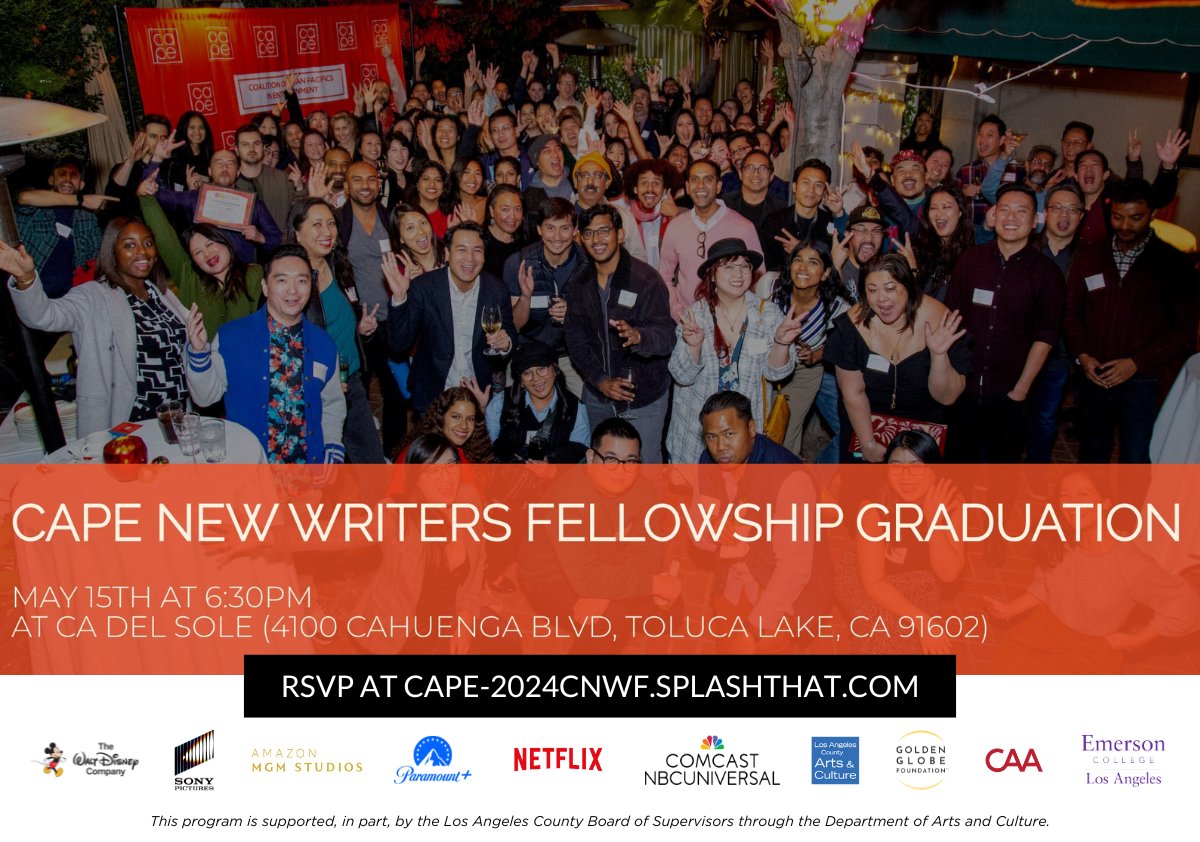 Join us TONIGHT to celebrate the @CAPEUSA 2024 New Writers Fellowship Grads! It's always a good time! RSVP: cape-2024cnwf.splashthat.com
