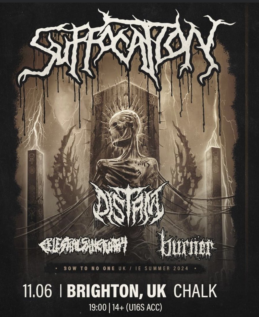 This line up next month looks sick with Suffocation, @CSDeathmetal and @burnermetal 🔥🤘