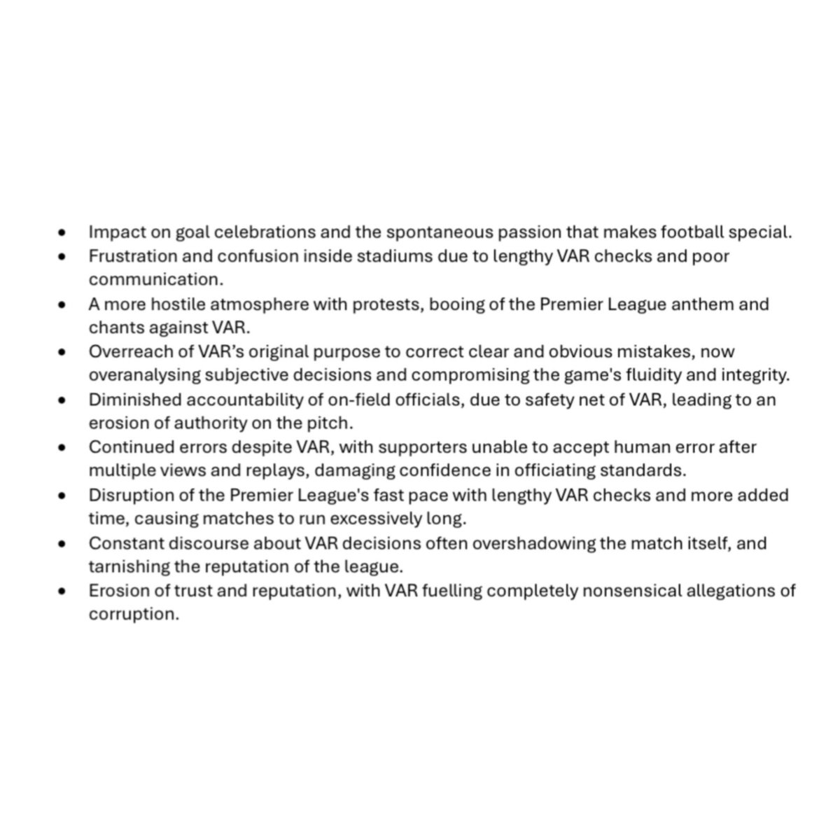 The reasons included in Wolves’ official statement highlighting why they’re requesting a vote on the removal of VAR in the Premier League.