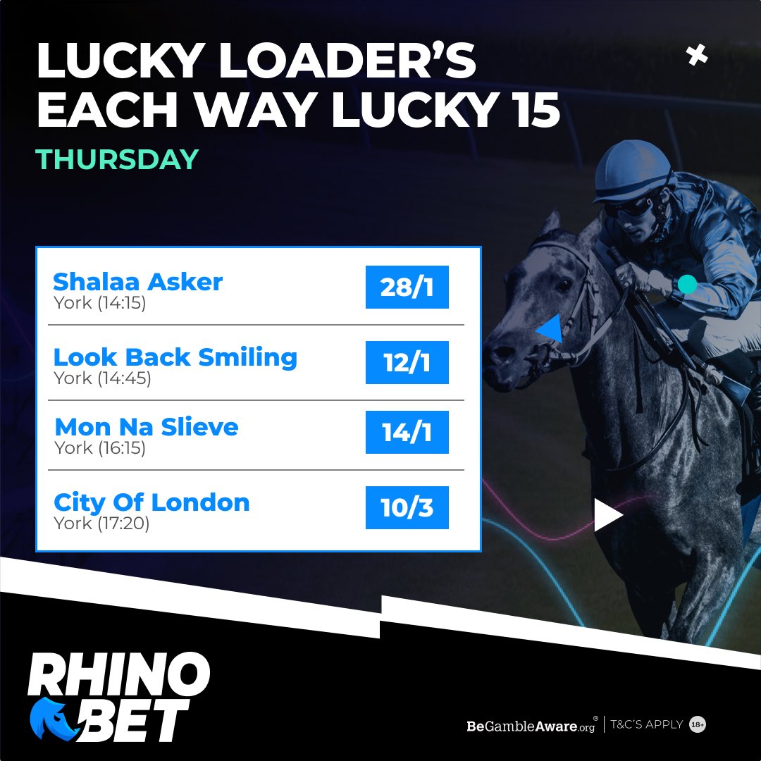 Don’t miss my EW Lucky 15 with @BetRhino for tomorrow’s action at York 🏇 Hopefully we can have a good day! 👍 (18+ begambleaware.org)