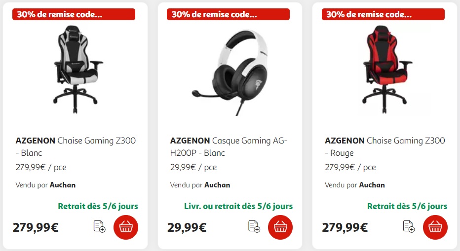 🎮💥 Découvrez le code promo GAMING30 sur Auchan.fr ! Profitez de remises exclusives sur les casques et sièges gamer Azgenon. Plongez au cœur de l'action dès maintenant ! 🎧🎮
Lien : bit.ly/3V0gLxN
 #PromoGaming #Auchan #Azgenon