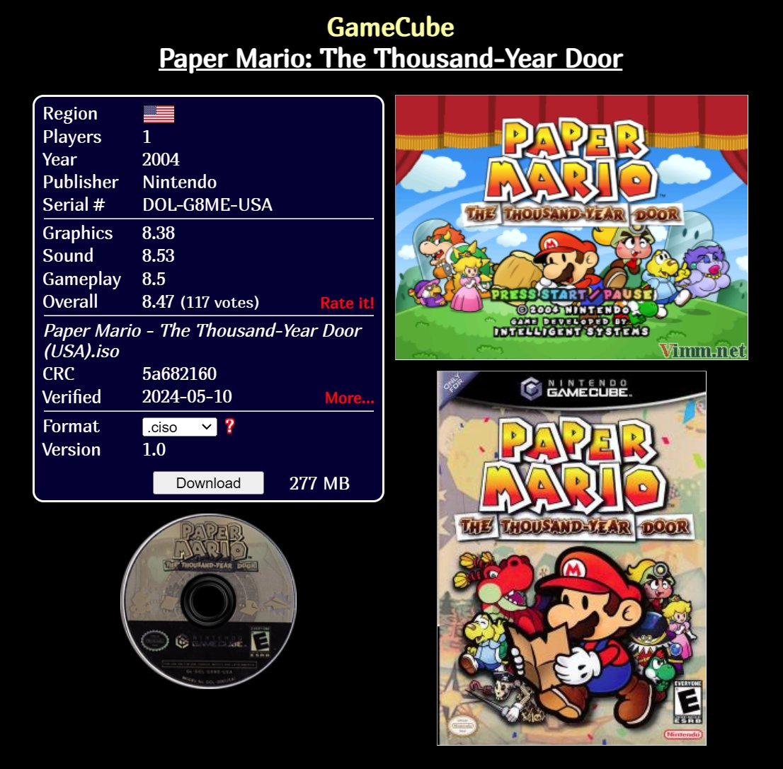 If Nintendo was responsible for the roms being taken down on Vimms Lair, I feel like the entire website would've been shut down, not just some individual roms. Why would Nintendo allow Paper Mario TTYD to stay up if literally getting a remake next week?