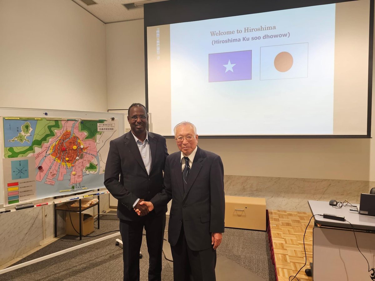 #UPDATE:

Mr: Hassan Mohamed Jama, the Mayor of Galkayo, is currently in Japan for a business trip. 

Today, he provided the Japan International Cooperation Agency (JICA) with an update on the development status in Galkayo. The report was also attended by representatives from