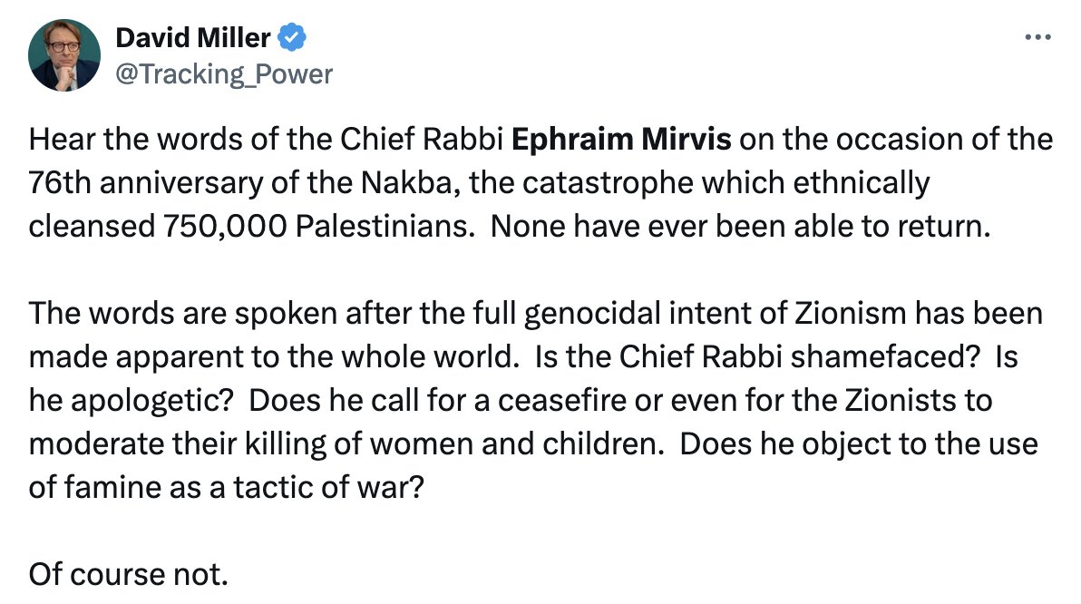 Nakba translates as 'catastrophe'; ironically, an appropriate word to describe Miller's career and reputation.