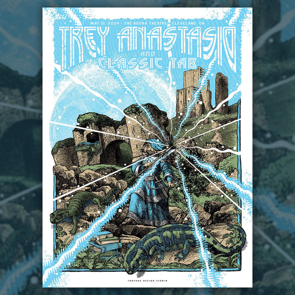 Trey Anastasio and Classic TAB plays tonight in Cleveland, OH. The show poster is by Tortuga Design Studio. There will also be a limited foil edition available.