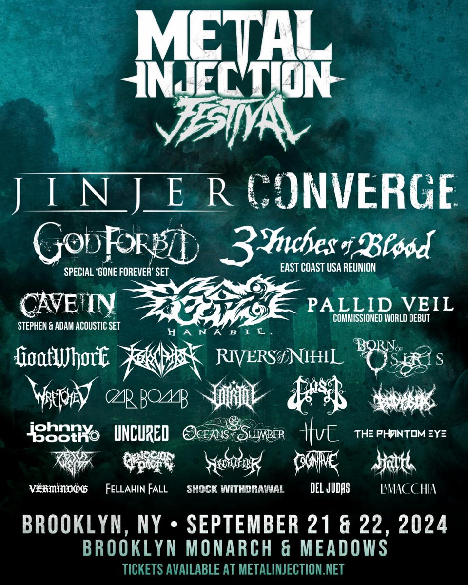 Metal Injection Announces Second Annual Festival, Ft. JINJER, CONVERGE, GOD FORBID, 3 INCHES OF BLOOD, HANABIE + More! Get the details right here: toxicmetalzine.com/post/metal-inj…