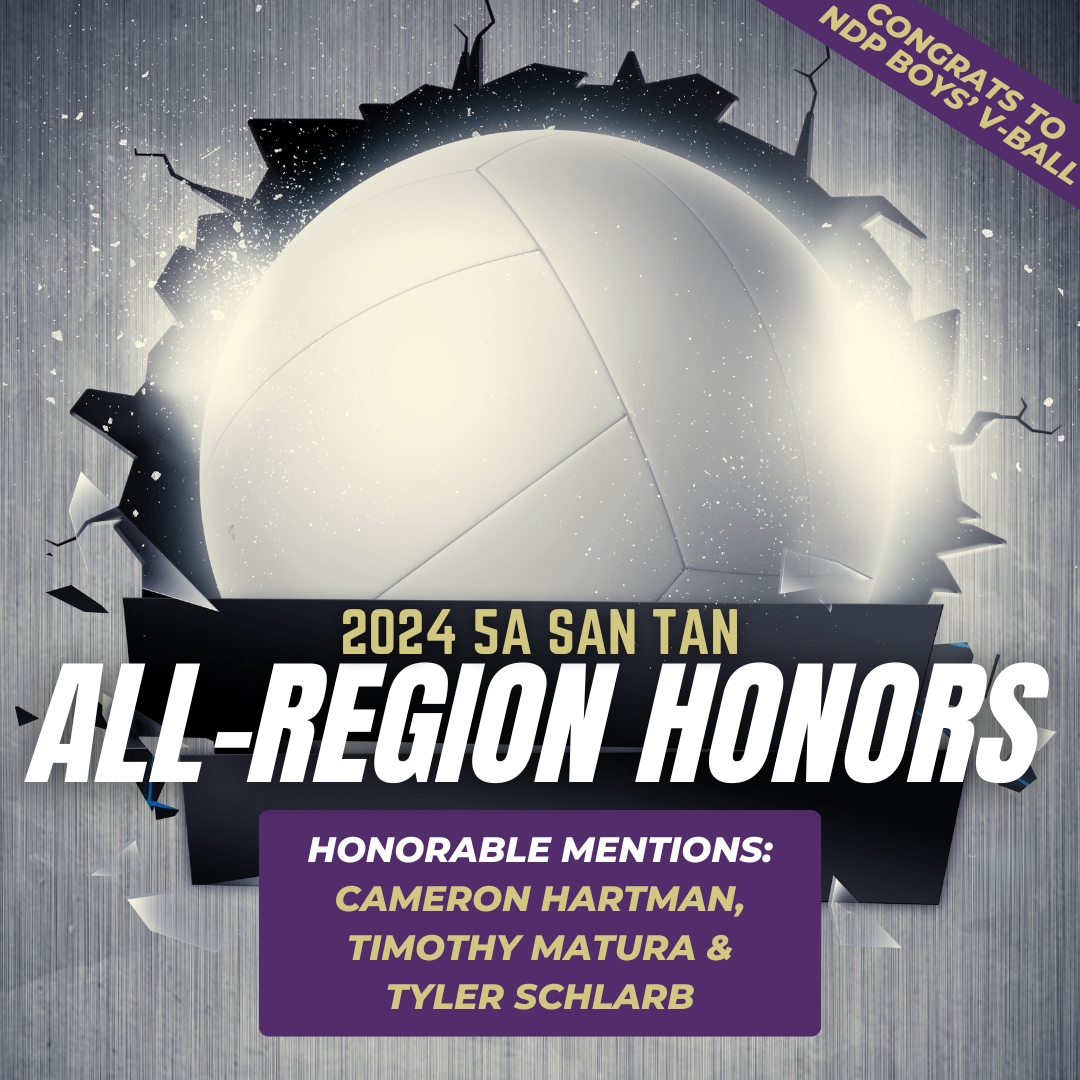 Congratulations go out to NDP Boys' Volleyball's Cameron Hartman, Timothy Matura and Tyler Schlarb who were named to the AIA's 2024 5A San Tan All-Region Honors list. Way to go, Saints! #GoSaints #reverencerespectresponsibility