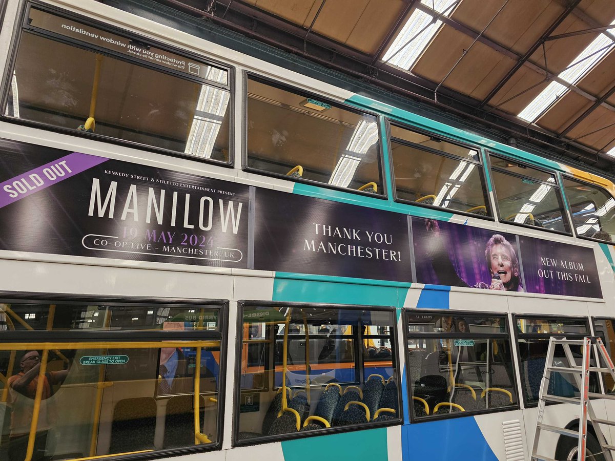 MANILOW at Co-Op Live is SOLD OUT! Thank you #Manchester! 📸Send us your pictures of these buses out in the city!