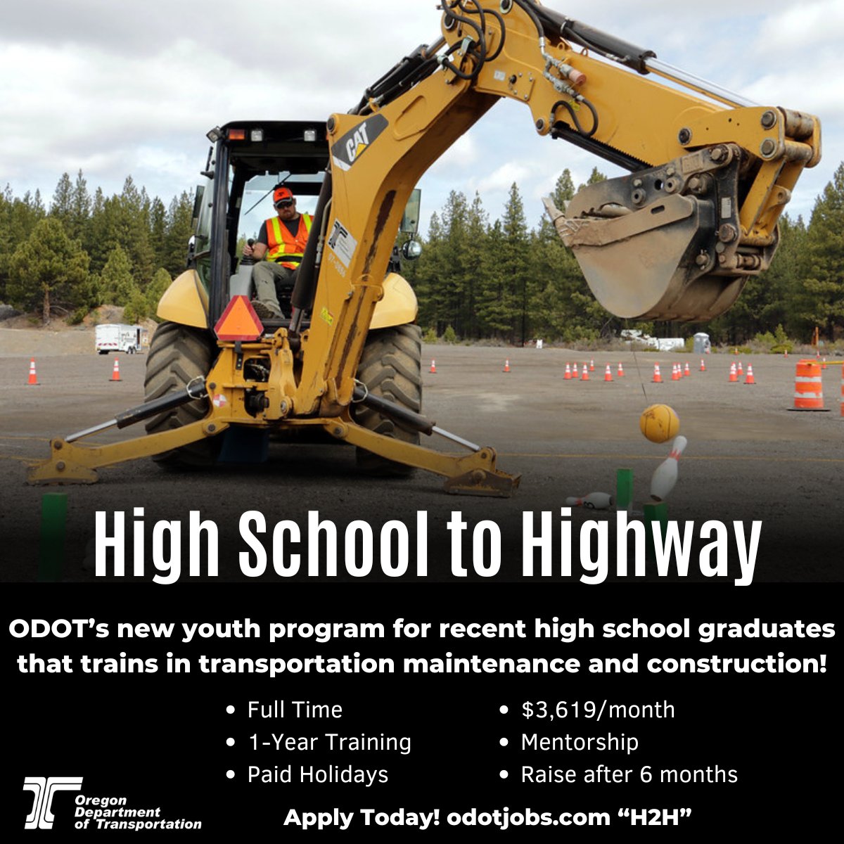 OregonDOT's tweet image. Prepare to shift gears with our High School to Highway program! Perfect for recent, alt, or upcoming grads, gain on-the-job training in the exciting field of infrastructure maintenance. 

Crave hands-on experience? This is for you. Apply now! bit.ly/3ygYu6p #GradJob