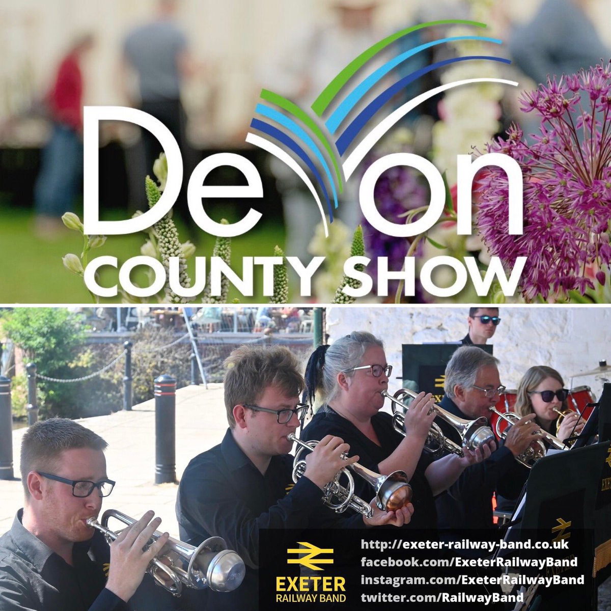 Exeter Railway Band (@railwayband) on Twitter photo We kick off our Spring/Summer engagement programme on Saturday 18th May, when we will perform at <a href="/DevonCountyShow/">Devon County Show</a>
We’ll be doing 2 sets from 12pm in the Craft & Horticulture area - hope to see you there!
devoncountyshow.co.uk/tickets-2/
exeter-railway-band.co.uk We kick off our Spring/Summer engagement programme on Saturday 18th May, when we will perform at <a href="/DevonCountyShow/">Devon County Show</a>
We’ll be doing 2 sets from 12pm in the Craft & Horticulture area - hope to see you there!
devoncountyshow.co.uk/tickets-2/
exeter-railway-band.co.uk