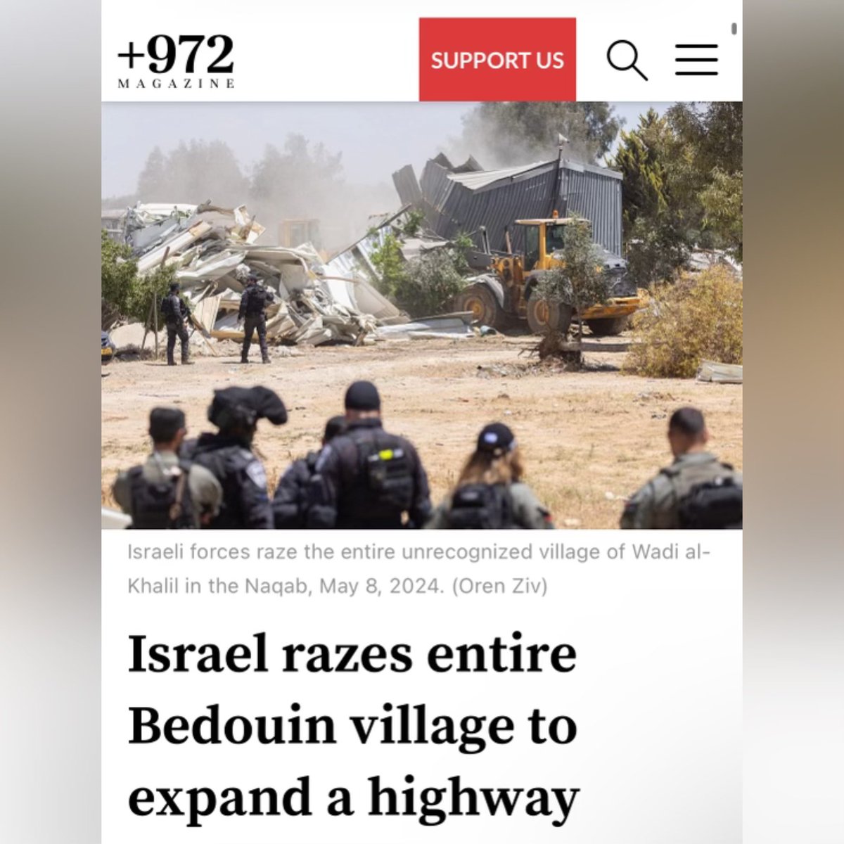 BREAKING: After killing 35,000 Palestinians in Gaza, Israel is planning to raze 35 Arab villages in its own territory as part of a plan to establish 'Israeli-Jewish' governance in the Negev desert. More evidence of ethnic cleansing. Article: 972mag.com/israel-razes-b…