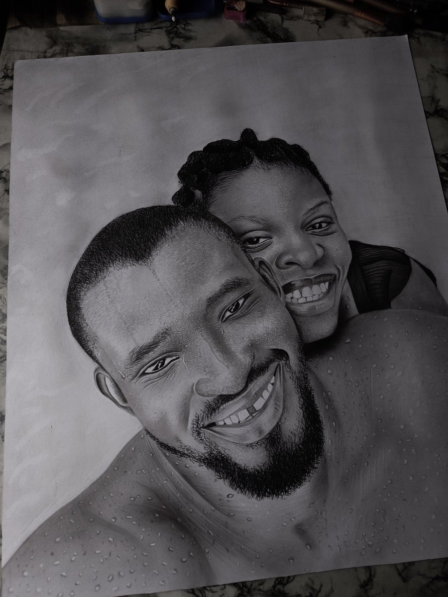'True love is the anchor that holds us together, even in the roughest of seas.'
Finally, the Pencil Potrait of @_MrZanga and @MrsZanga made by me....
It's a 3days journey and I enjoyed every moment I spent working on the piece.
*I LOVE LOVE*
