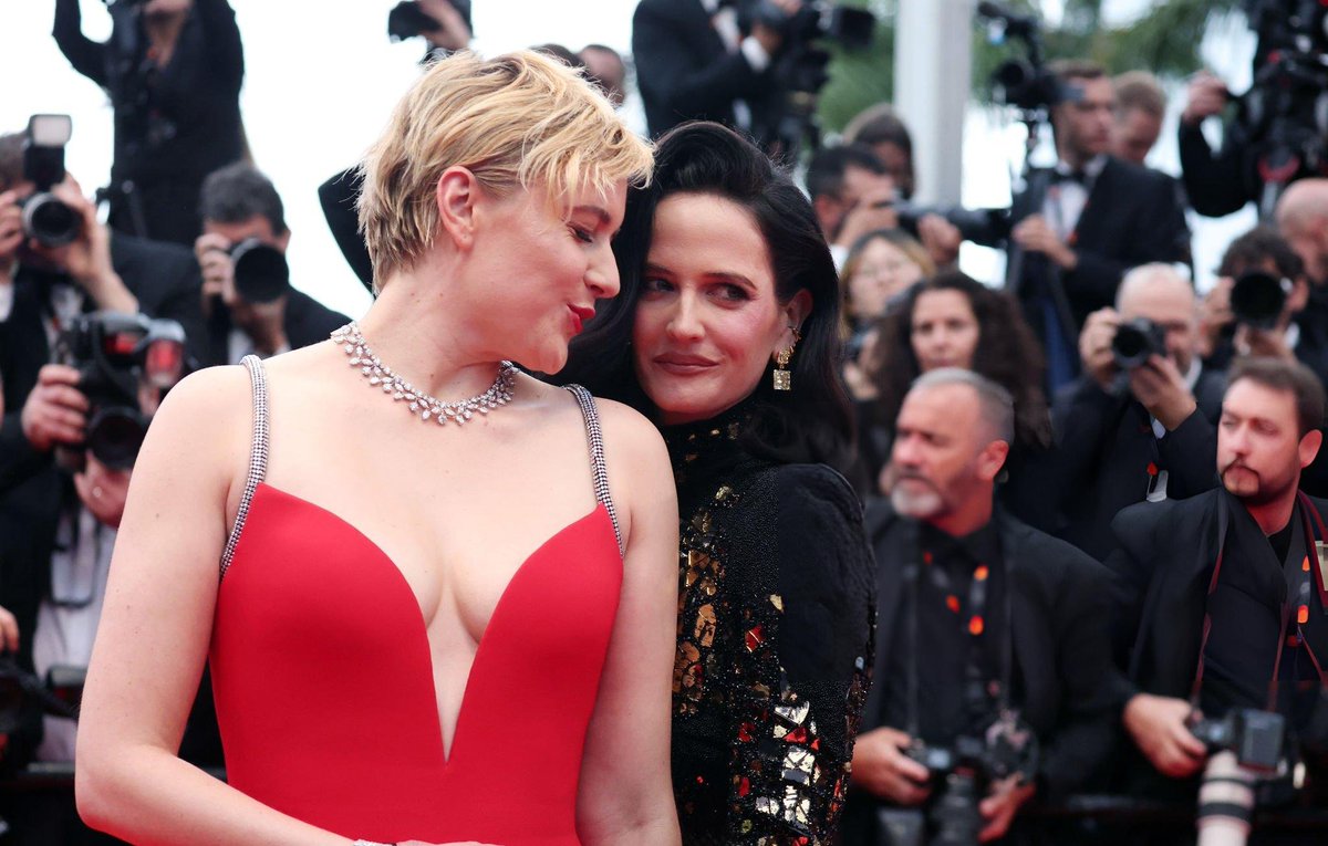 President of the Jury Greta Gerwig and Eva Green attend the 'Furiosa: A Mad Max Saga' Red Carpet at the 77th annual Cannes Film Festival.