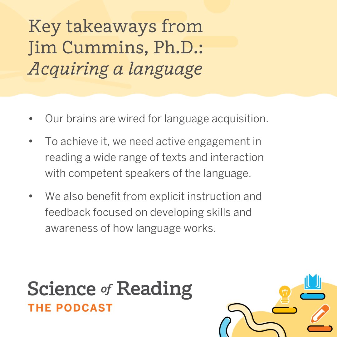 🎙️ Our miniseries on multilingual/English learners continues! 🧠 Join our host, Susan Lambert, and guest, Jim Cummins, as they explore how our brains are wired for language acquisition. 🎧 Tune in at amplify.com/podcasts.