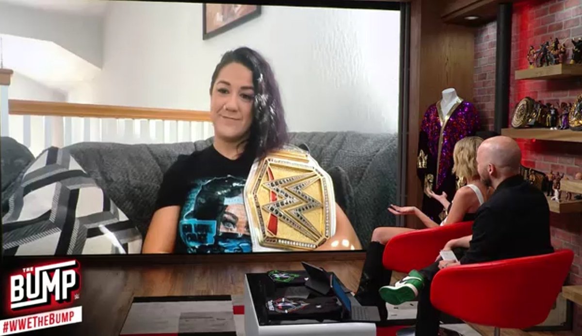 Bayley is on #WWETheBump 

The Champ is here 🙌