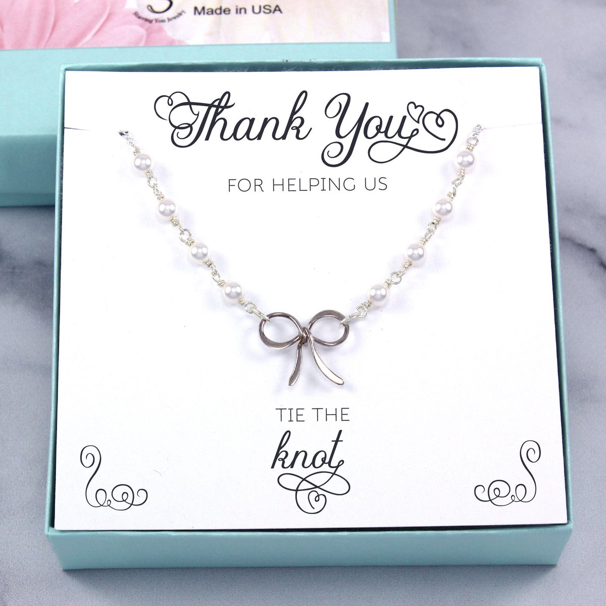 Bridesmaid Gift: Pearl Bow Necklace, sterling silver, ribbon charm, bridesmaid, maid of honor, matron of honor, thank you, handmade jewelry tuppu.net/eda85a73 #giftideas #Etsy #etsyshop #etsygifts #etsyjewelry #etsyfinds #etsyseller