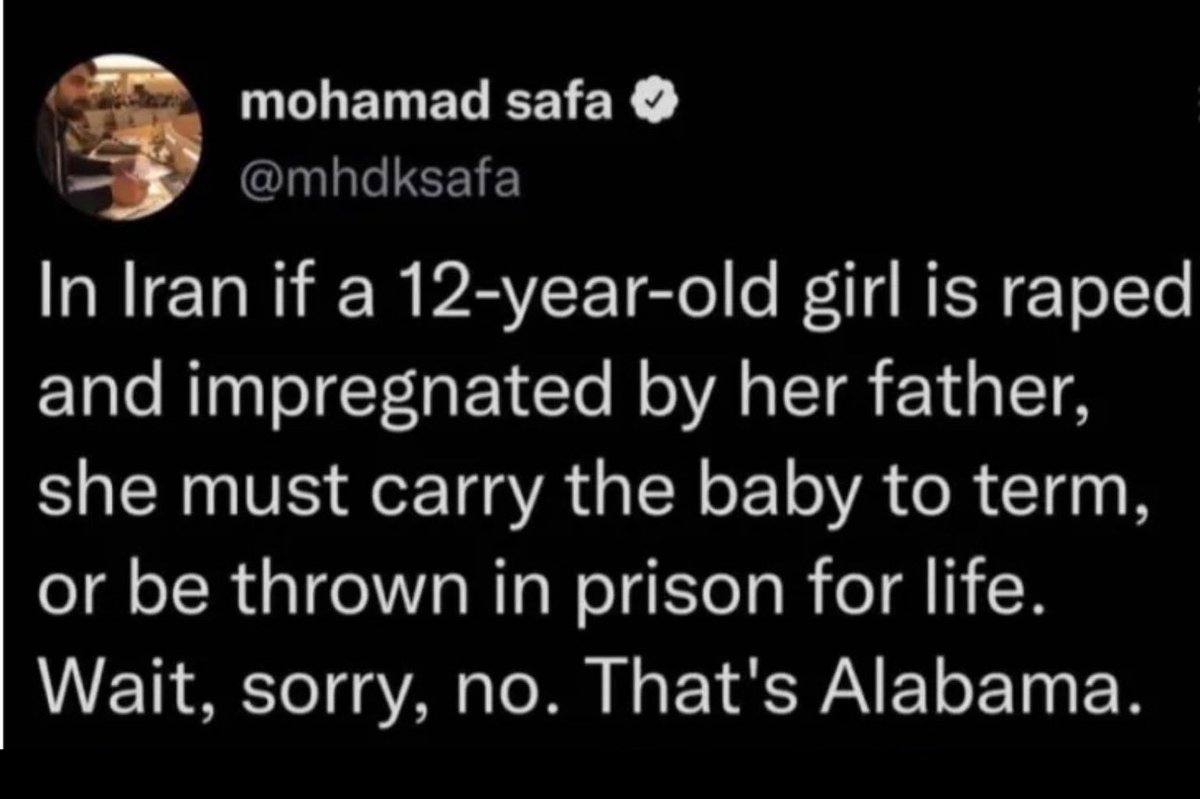 Think about the damage MAGA Republicans are doing to American children. Why don’t the Americans in Alabama vote these people out. 12 yr. old girls. Where’s your humanity?
