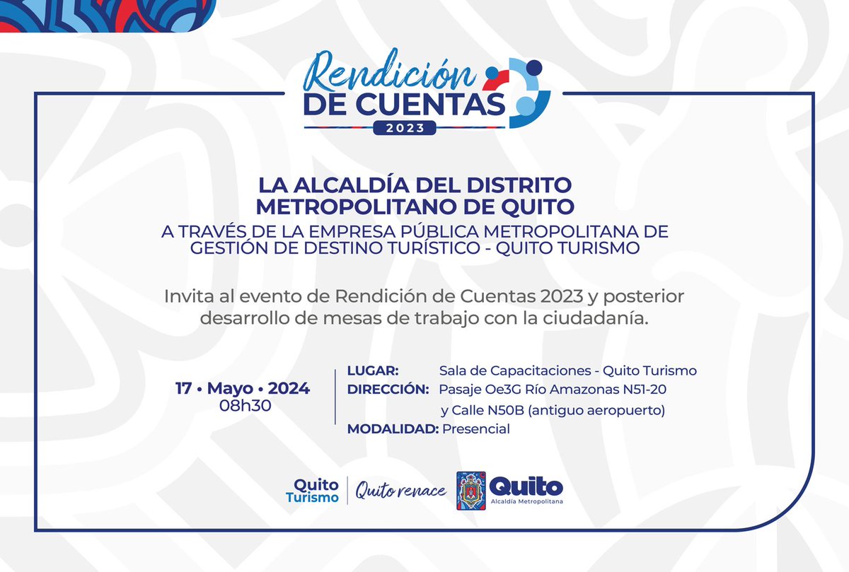 #RendiciónDeCuentas2023 | A la ciudadanía: 

Con turismo, #QuitoRenace