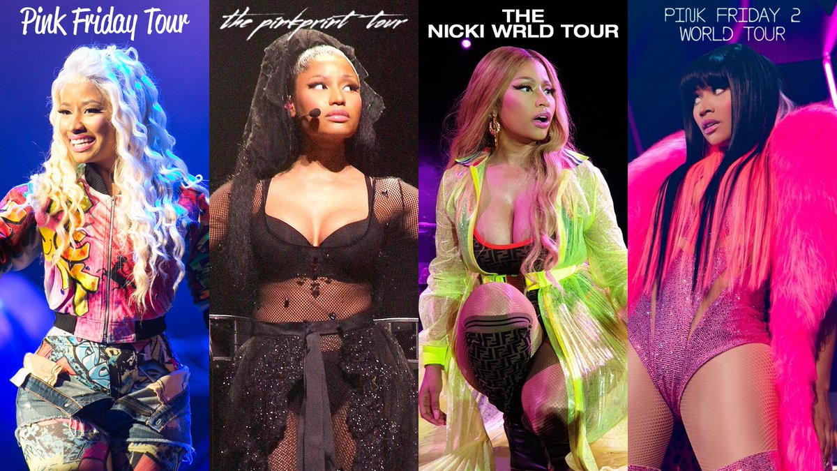 Nicki Minaj’s highest grossing tours:

1. Pink Friday 2 — $67.1M **
2. The Pinkprint Tour —  $27.5M
3. Nicki Wrld Tour — $22M
4. Pink Friday Tour —  $10M

** Currently still in progress