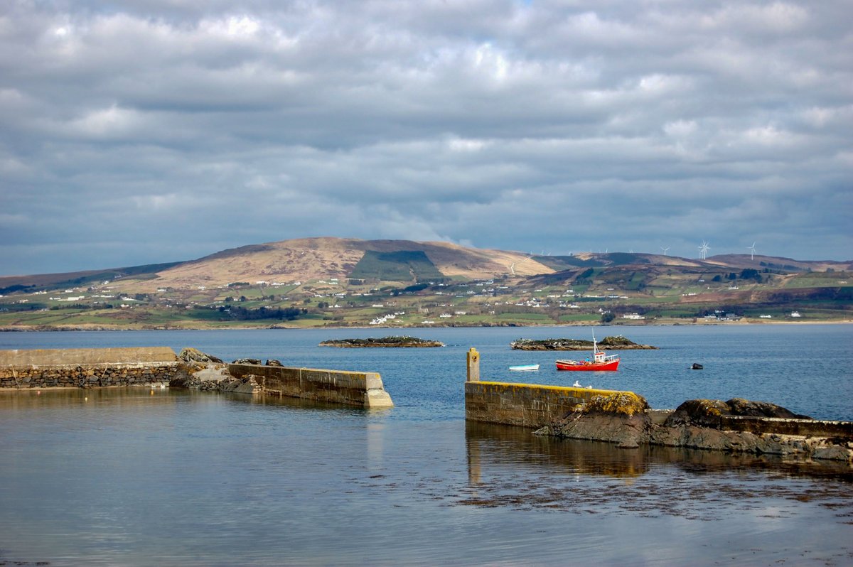 The Breakwater - a small harbour along the coast road between Rathmullan and Portsalon - looking across Lough Swilly to the hills of Inishowen