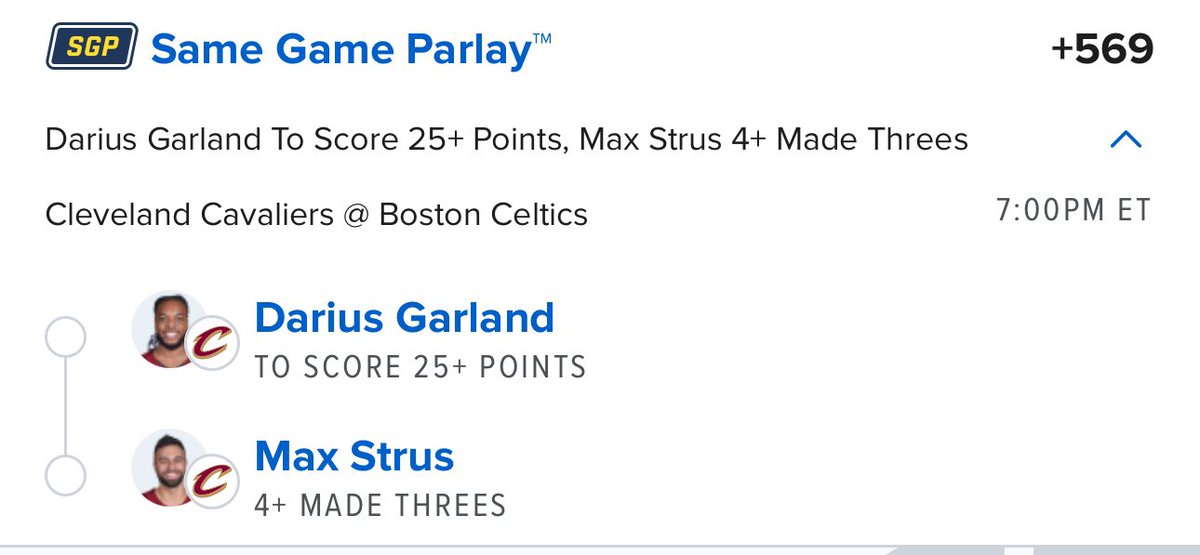 ParlayScience's tweet photo. Something light for the early game. 

This hits or Cavs lose by 30. 

Mitchell, Levert, Allen OUT. https://t.co/Bor96iBFup