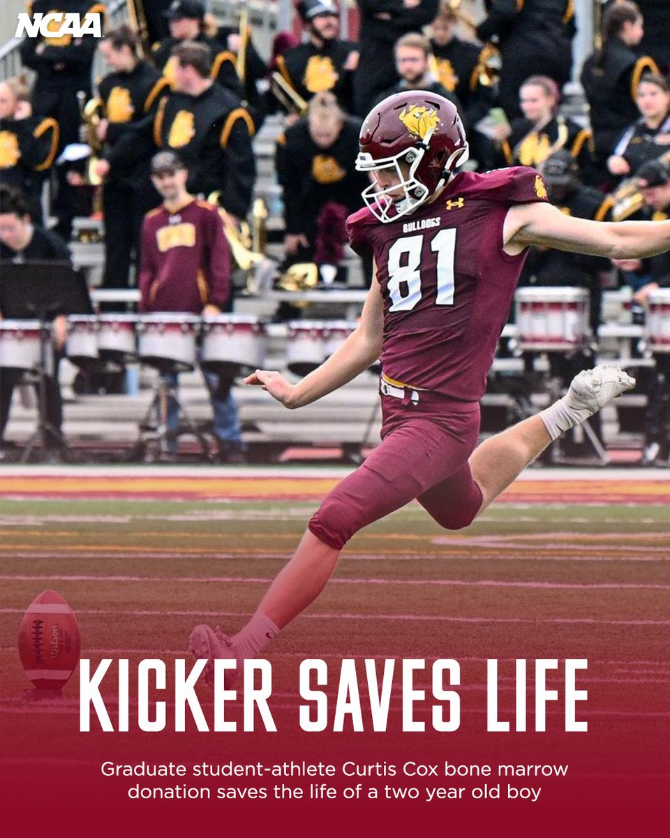 The match of a lifetime 💙 Learn how @curtiscox17 from @UMD_Football saved the life of a 2-year-old boy with the support of @nmdp_org! 🔗 on.ncaa.com/Cox