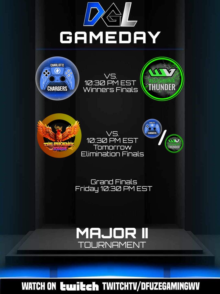 3 straight days of Championship DGL 🤘 All 3 Finals games will be live on our Twitch, DfuzeGamingWV‼️ #RiseAsOne | #CloseTheGap