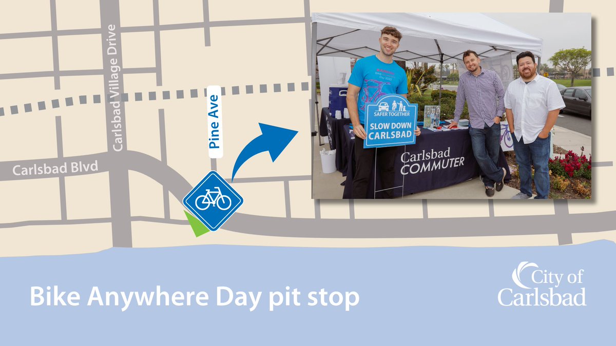 We're hosting a #BikeAnywhereDay pit stop along the coast tomorrow! 🚲If you're biking in #Carlsbad North County, stop by our booth at Carlsbad Blvd and Pine Ave to refuel with bagels, snacks and drinks and chat with us about your ride. @SANDAG @sdbikecoalition #SaferTogether