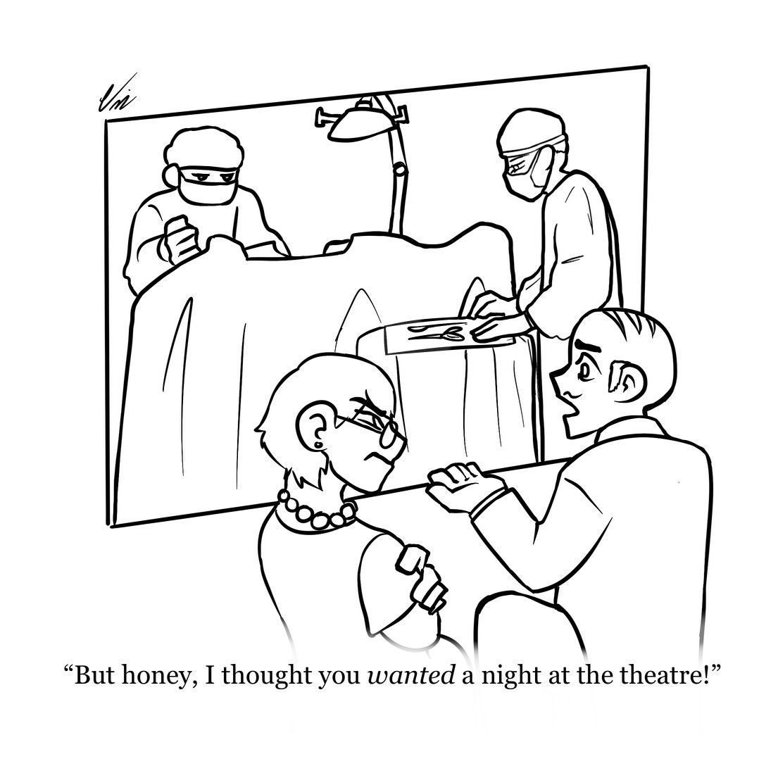 We're awaiting the Broadway debut of 'Phantom of the Operating Theatre'... No tickets needed for #medical #mirth in our cartoon collection here: buff.ly/44KNzhA #OperatingTheatre #Surgery #Phantom #DoctorHumor #VinSellinger