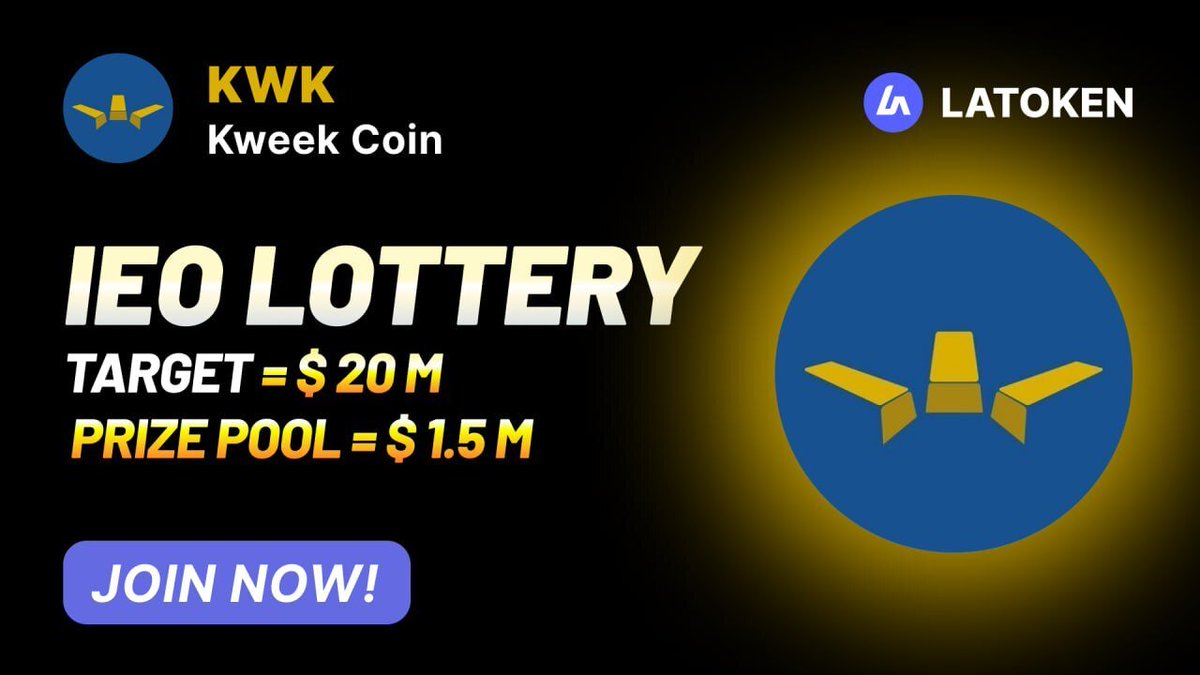 🏆 KWEEK COIN (KWK) IEO LOTTERY is live on LATOKEN The KWEEKCOIN utility token launched an IEO lottery on LATOKEN. This is the launch of the year for Brazilian startup Kweek Ecosystems. The company is registered in Brasilia, the capital of Brazil, and is particularly influential