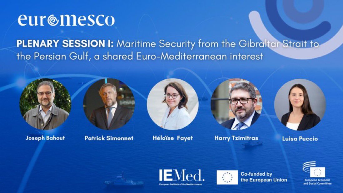 In #Brussels for 2 days of conference & meetings at the annual #EuroMeSCo2024 (euromesco.net/annual-confere…)

This Thursday, paneling on #maritime_security from Gibraltar to the Persian Gulf.
You can watch it streamed here 👉🏻 youtube.com/live/NJAqunD8Q…