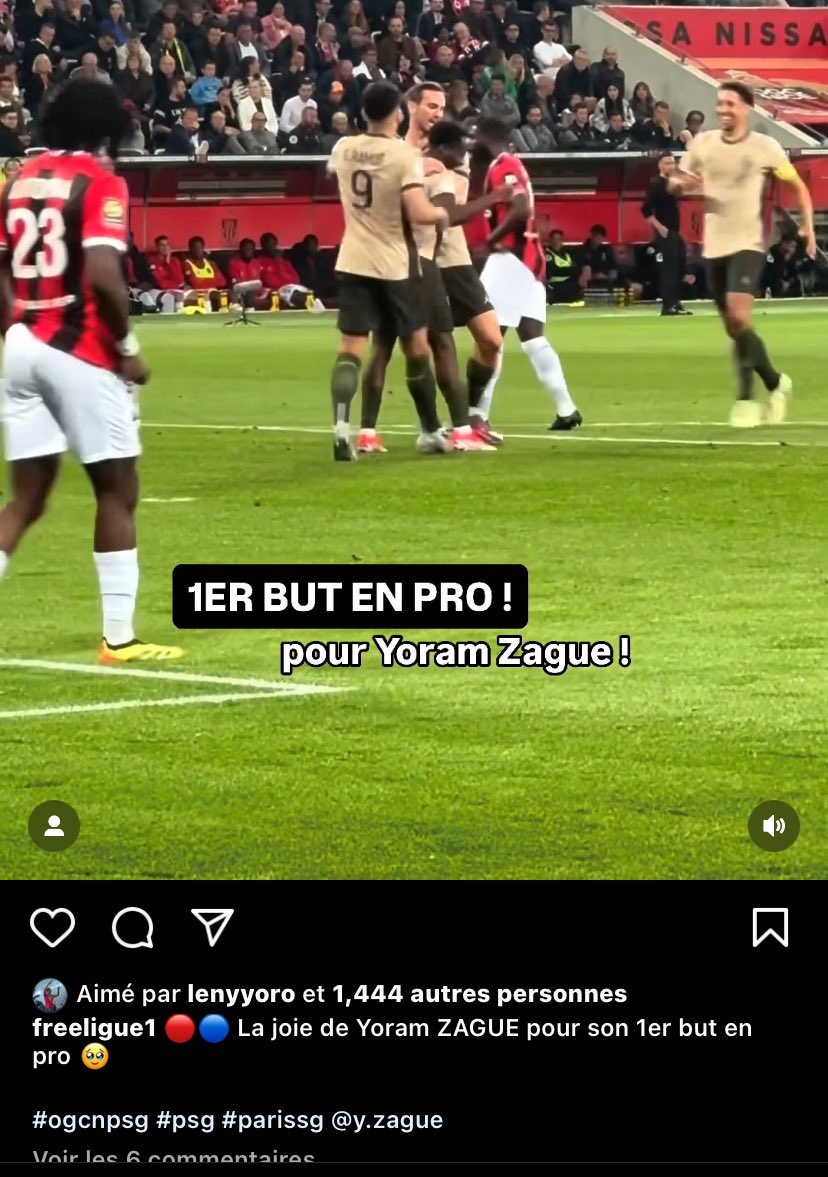 Leny Yoro likes a IG reel of Yoram Zague scoring his first professional goal with PSG today. 👀

#Noticing