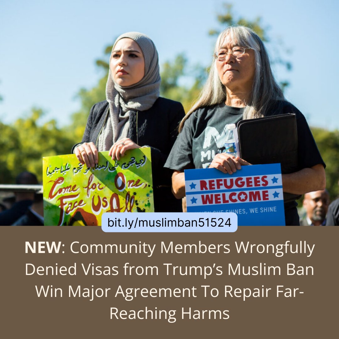 NEW: A federal judge has approved a major agreement that provides a clear visa reconsideration process to nearly 25,000 community members who were harmed by the Trump admin’s #MuslimBan!
bit.ly/muslimban51524
