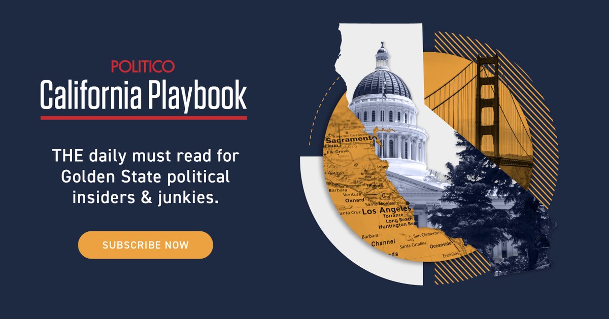 Get the latest buzz and juicy political news in POLITICO's California Playbook, a newsletter for Golden State political insiders & junkies by @lara_korte & @dustingardiner. Subscribe today. politico.com/newsletters/ca…