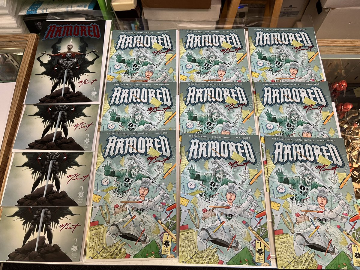 Happy book birthday to our newest comic series, ARMORED, a fantasy story about a boy who finds a magic suit of armor and befriends a ghost! Run to your nearest comic shop and pick up a copy of the first issue TODAY! @TheMikeSchwartz
