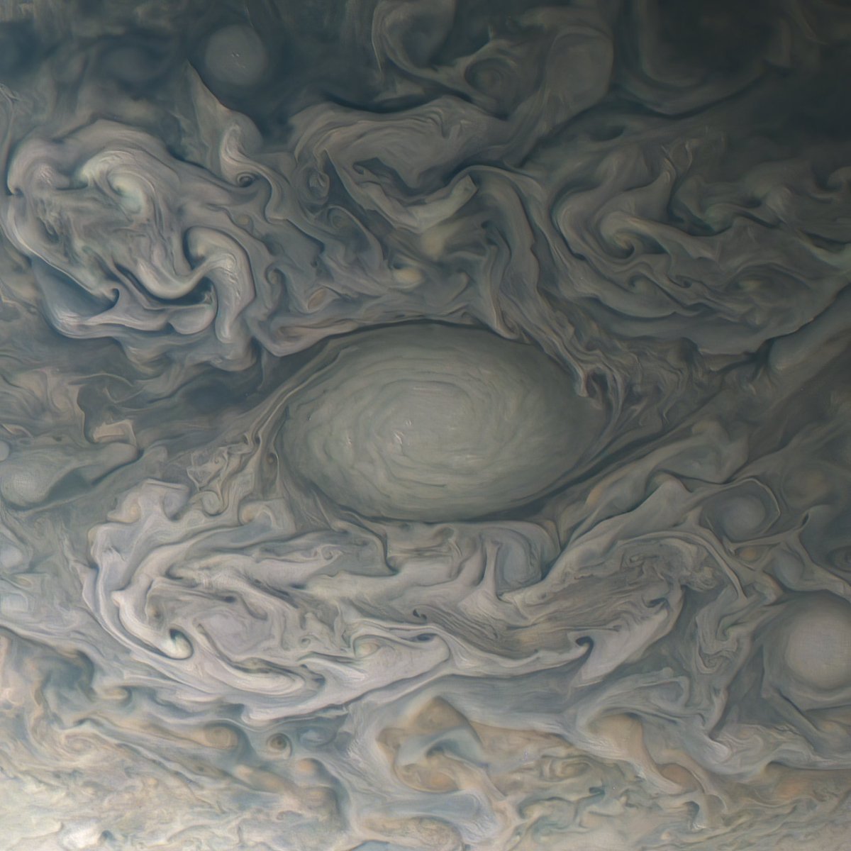 A massive storm, large enough to swallow most of North America, was spotted in Jupiter’s northern latitudes by the Juno spacecraft on May 12th. NASA/JPL-Caltech/SwRI/MSSS/Kevin M. Gill