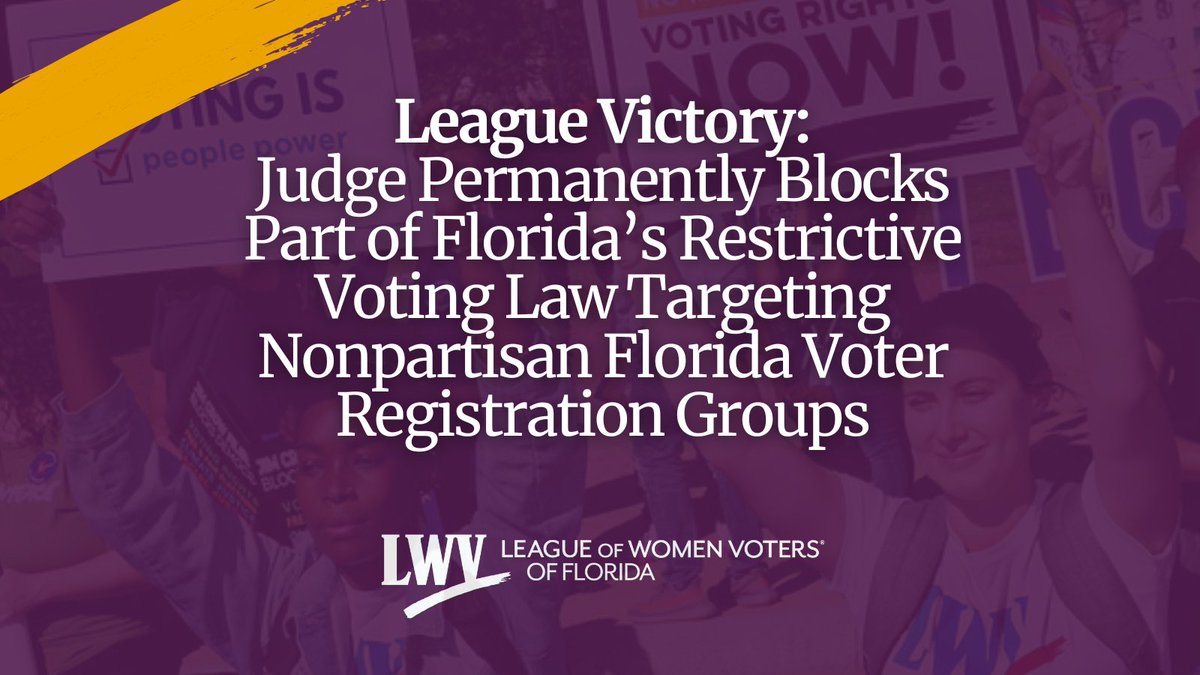 A federal judge blocked a provision of Florida’s anti-voter law, Senate Bill 7050, that targeted nonpartisan civic engagement groups with substantial fines if noncitizens – including legal permanent residents – helped with registration drives. ➡️ Release: bit.ly/4dKPyX9