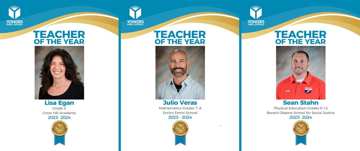 🍎This evening, the Yonkers Board of Education formally inducted three  gifted educators into the #Teacher Hall of Fame.
🍎Lisa Egan, Julio Veras, and Sean Stahn: You join an honor roll of extraordinary teachers who have demonstrated excellence in teaching, made significant