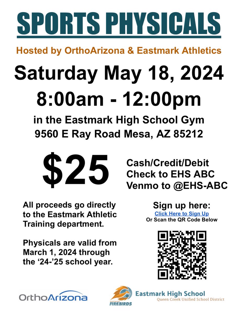 DONT FORGET Sports physicals are this Saturday! All proceeds go straight to the athletic training program so please come support. A handful of appointments are still available 🩺🏥